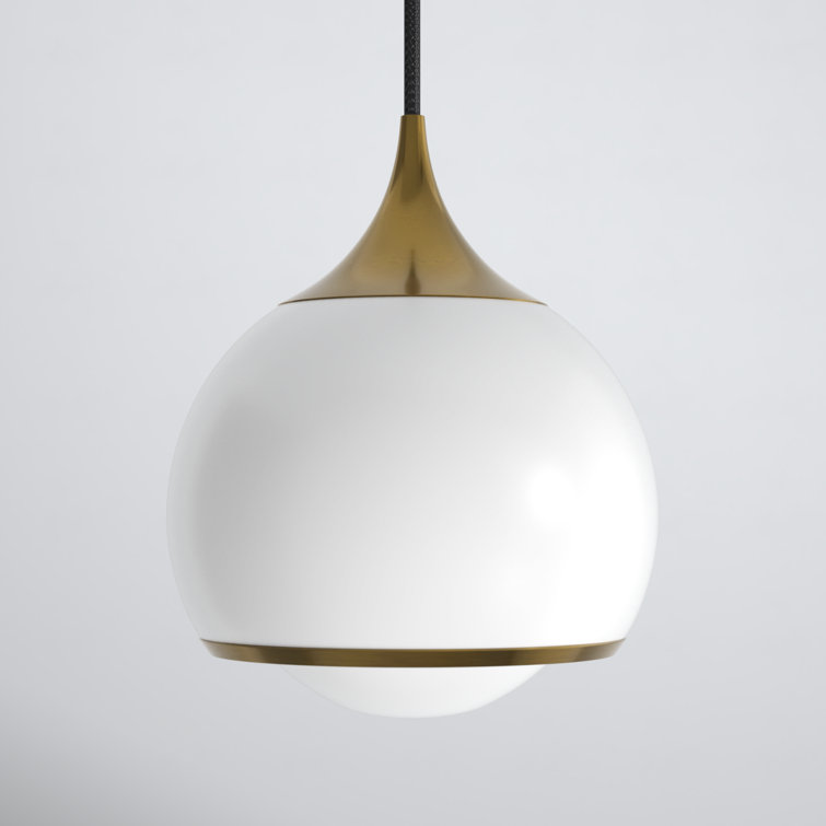 Elegant Aged Brass Mini Pendant with Opal Glass Shade