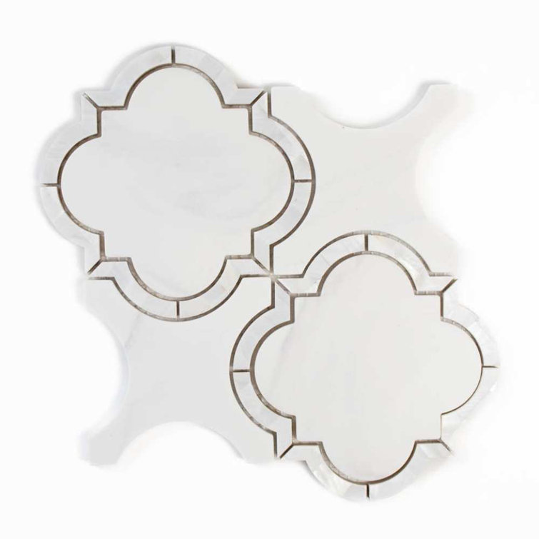 Delphi Pearl 12" x 12" Statuario Glass Mosaic Wall Tile