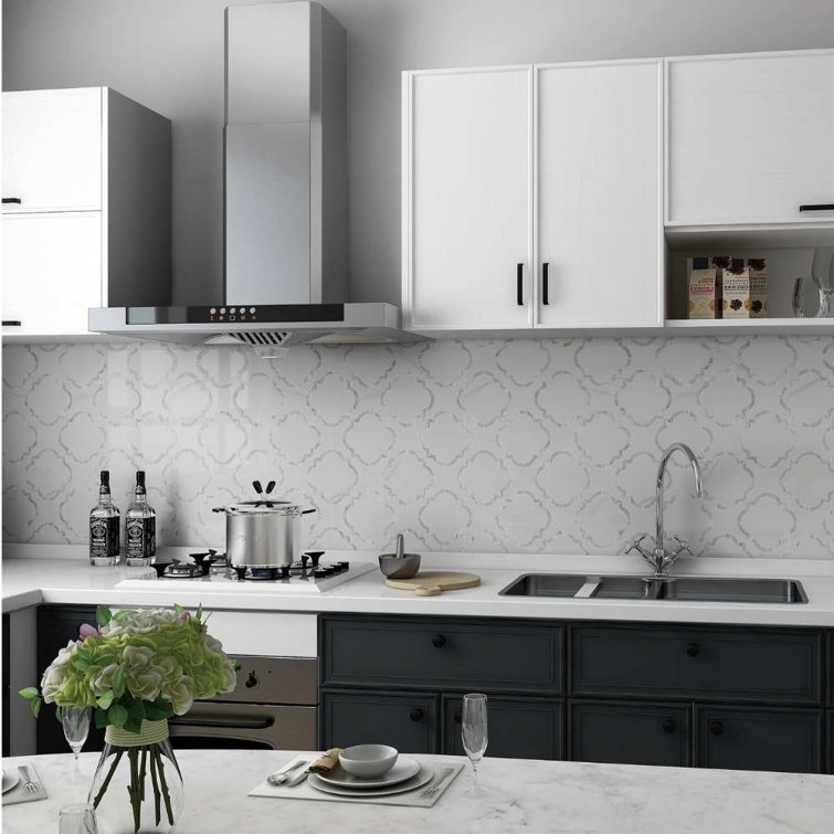 Delphi Pearl 12" x 12" Statuario Glass Mosaic Wall Tile