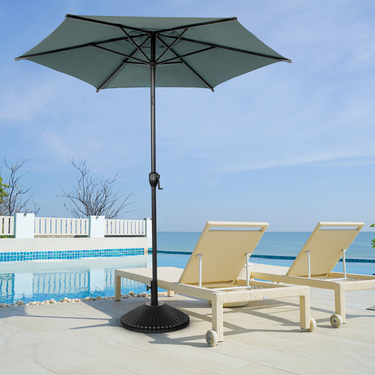 Lyon 7.5FT Hexagonal Grey Polyester Patio Umbrella with Steel Pole