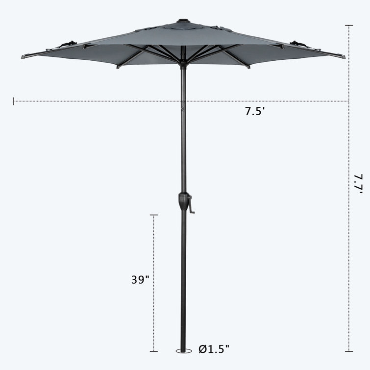 Lyon 7.5FT Hexagonal Grey Polyester Patio Umbrella with Steel Pole