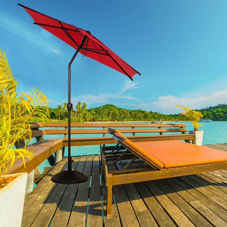 Lyon 7.5ft Red Steel Market Patio Umbrella with Tilt