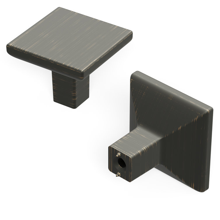 Vintage Bronze Square Modern Cabinet Knob with Mounting Hardware