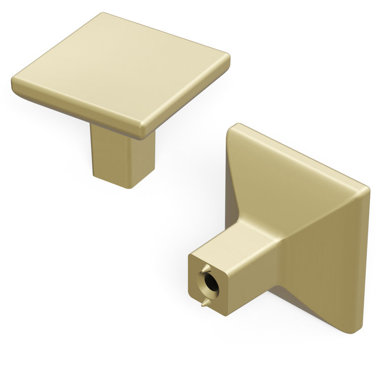 Elusive Golden Nickel Square Cabinet Knob with Mounting Hardware