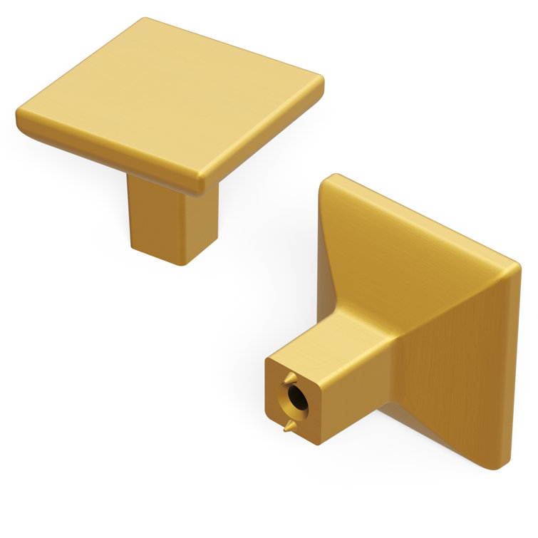Brushed Golden Brass Square Cabinet Knob 10-Pack