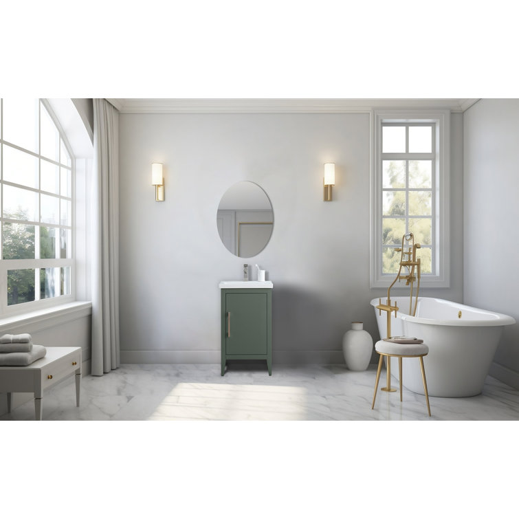 20'' Vintage Green Single Bathroom Vanity with Ceramic Top