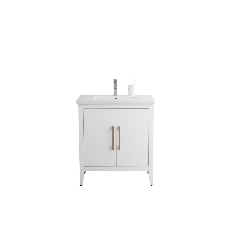 White 30" Single Bathroom Vanity Set with Brushed Nickel Hardware
