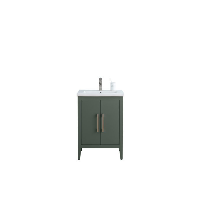 Vintage Green 24" Single Bathroom Vanity with Ceramic Countertop
