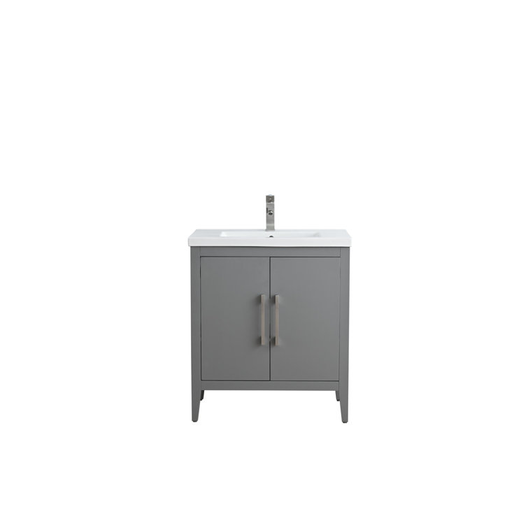 30" Cashmere Gray Single Bathroom Vanity Set with Ceramic Top
