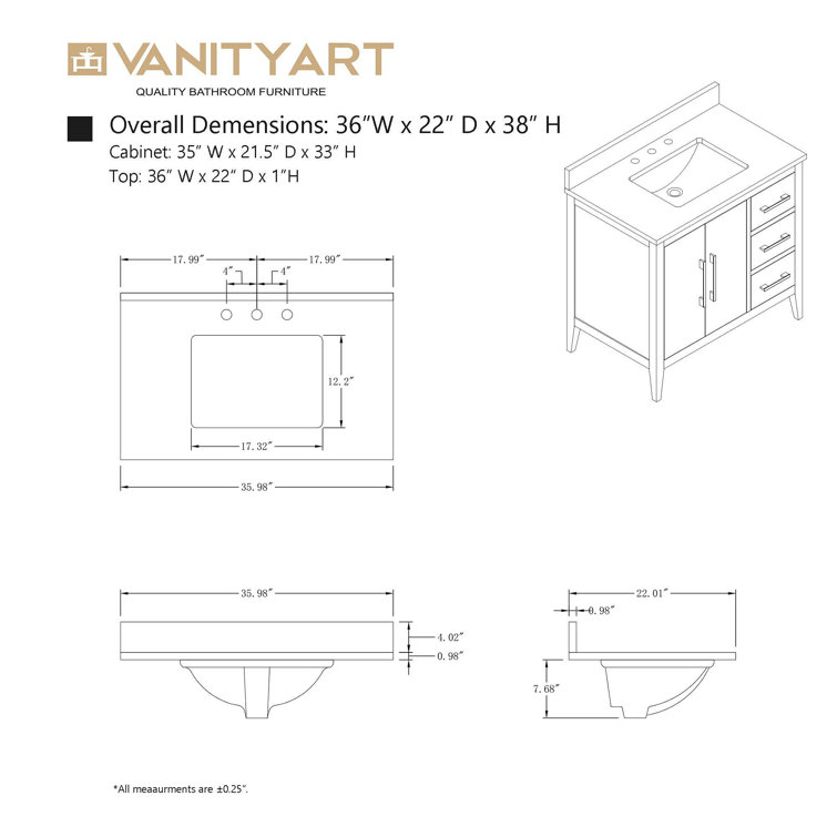 White Poplar Wood Single Sink Bathroom Vanity with Marble Top
