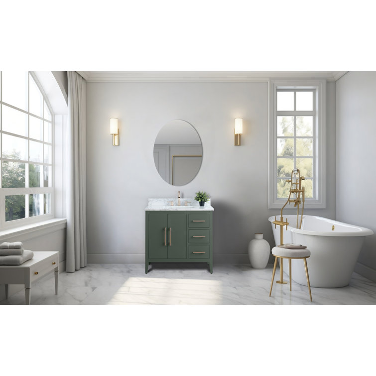 Vintage Green 36" Single Bathroom Vanity with Gold Hardware
