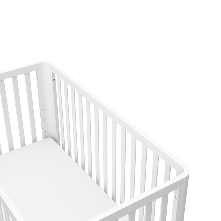 White and Natural 3-in-1 Convertible Crib with Rounded Posts