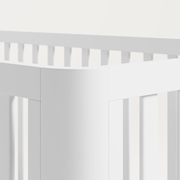 White and Natural 3-in-1 Convertible Crib with Rounded Posts