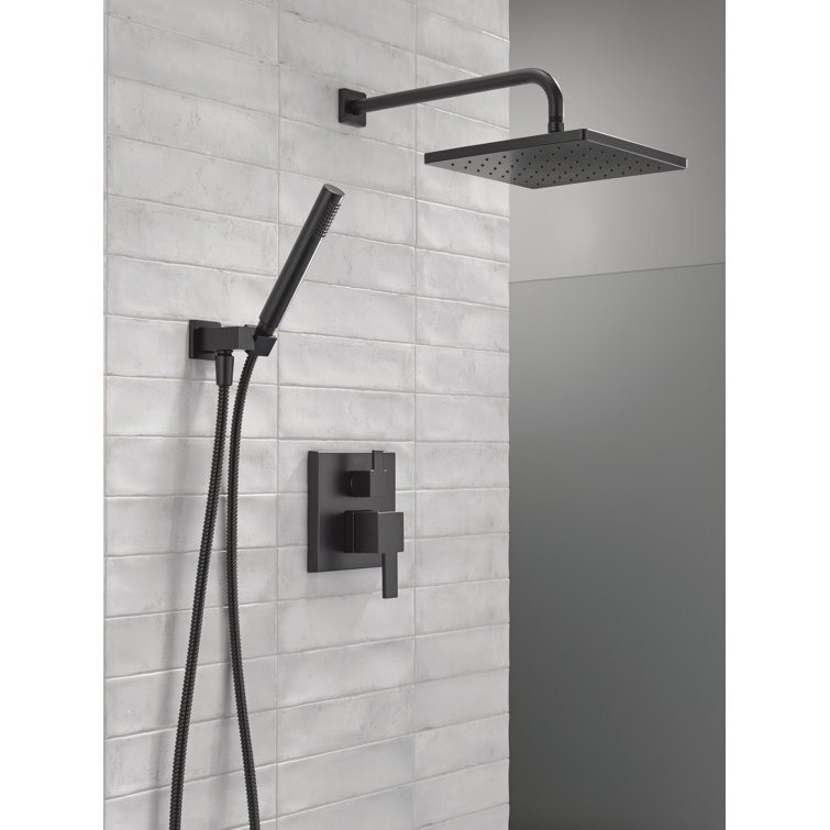 Matte Black Modern Raincan Square Shower System with Handheld Spray
