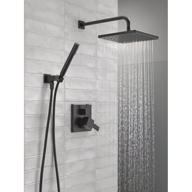 Matte Black Modern Raincan Square Shower System with Handheld Spray