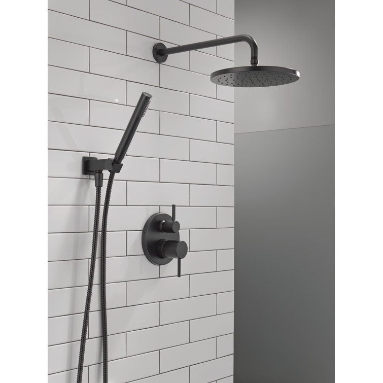 Matte Black Modern Rain Shower System with Handheld Spray