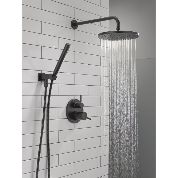 Matte Black Modern Rain Shower System with Handheld Spray