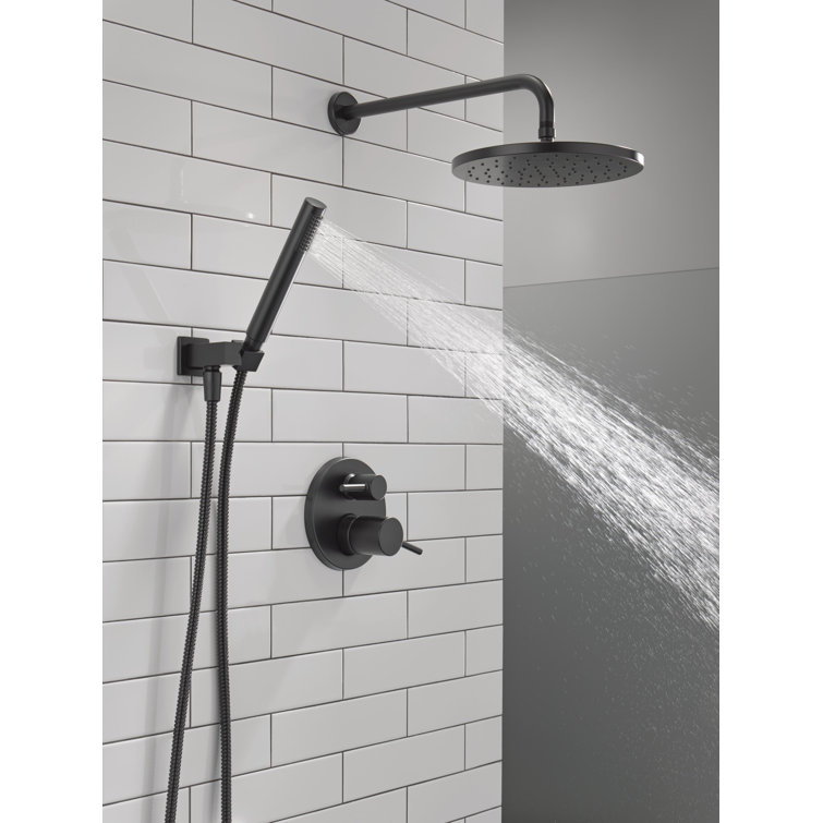 Matte Black Modern Rain Shower System with Handheld Spray