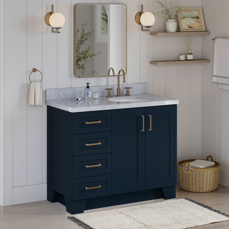 Midnight Blue 42'' Freestanding Wood Bathroom Vanity Base