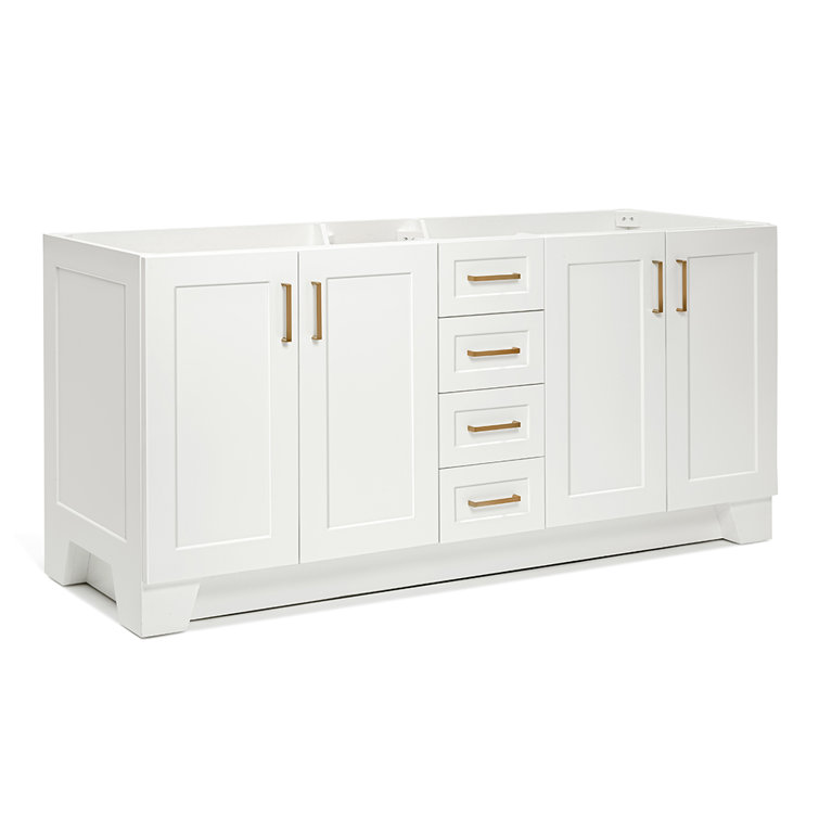 Taylor 72" White Double Freestanding Vanity with Brass Hardware