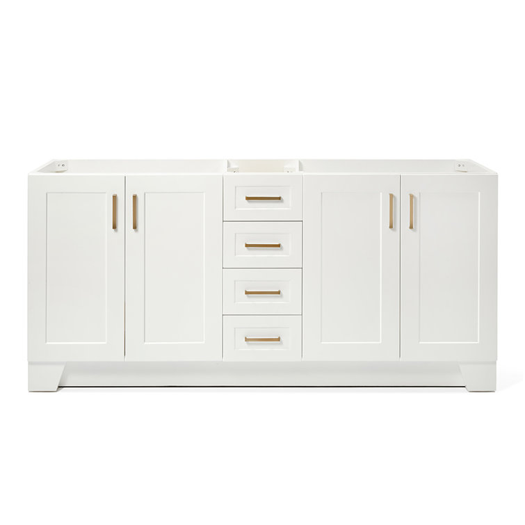 Taylor 72" White Double Freestanding Vanity with Brass Hardware