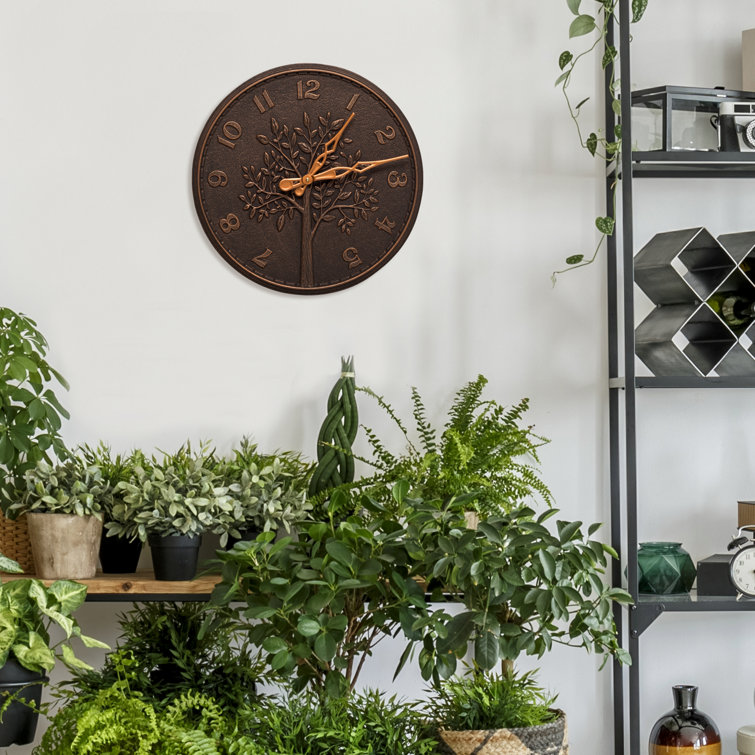 Copper Verdigris Aluminum Tree of Life 16" Wall Clock