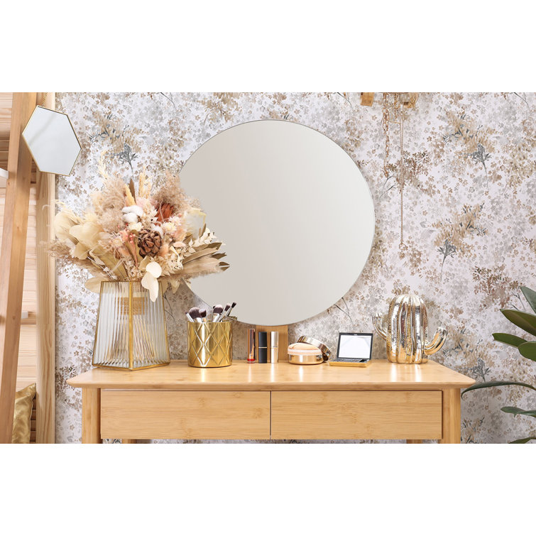 Flora Collection Brown and Gray Floral Vinyl Wallpaper Roll