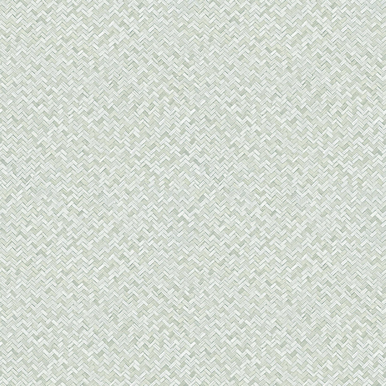 Green Chevron Weave Non-Pasted Vinyl Wallpaper Roll