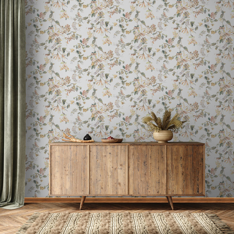 Beige Floral Summer Bouquet Non-Pasted Wallpaper Roll
