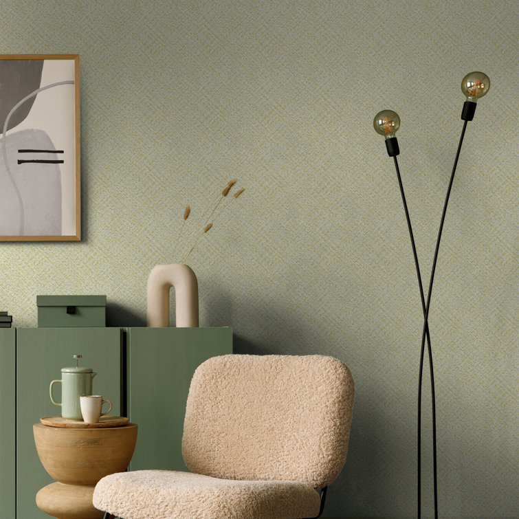 Beige Chevron Weave Non-Pasted Vinyl Wallpaper Roll