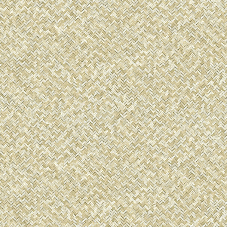 Beige Chevron Weave Non-Pasted Vinyl Wallpaper Roll