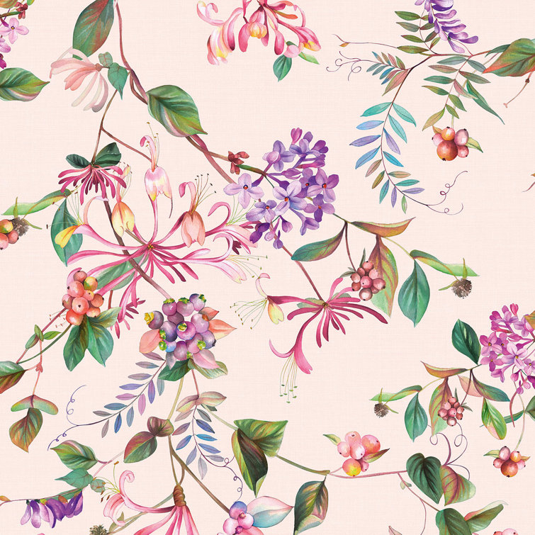 Pink Multicolor Floral Summer Bouquet Wallpaper Roll