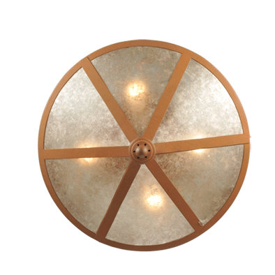 Rustic 4-Light Earth Finish Globe Flush Mount with Silver Mica Diffuser