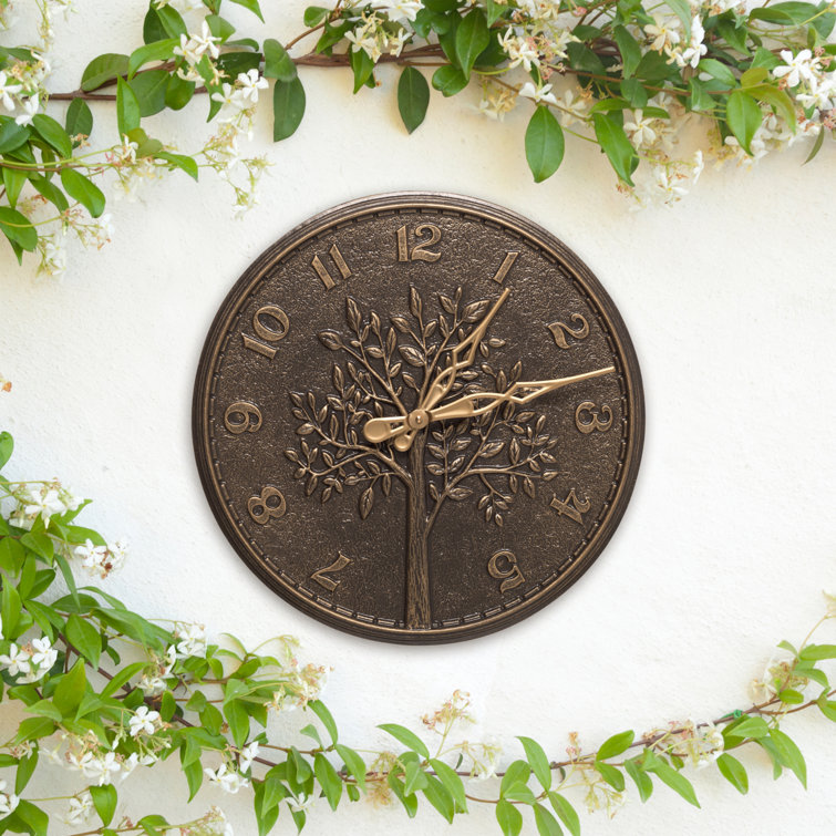 French Bronze 16" Aluminum Tree of Life Wall Clock
