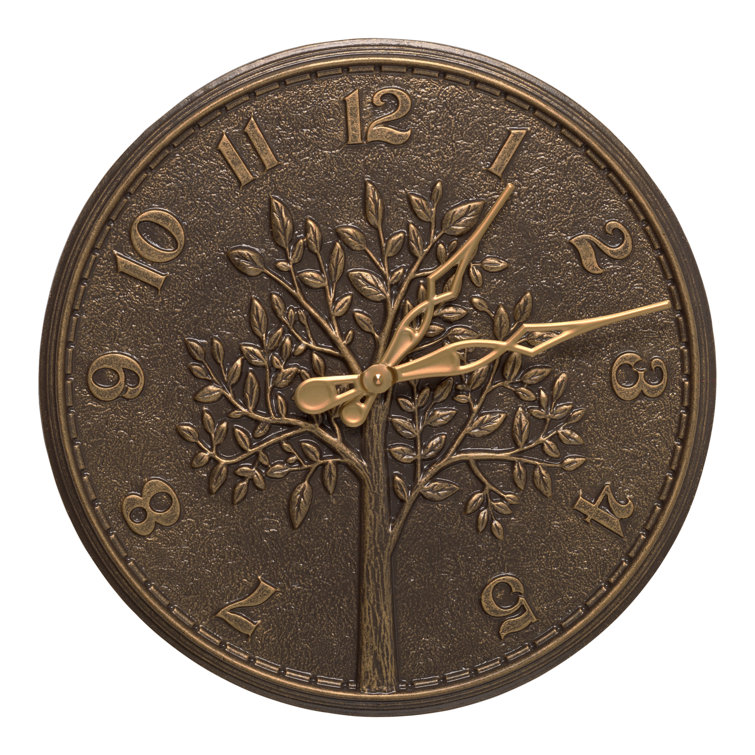 French Bronze 16" Aluminum Tree of Life Wall Clock