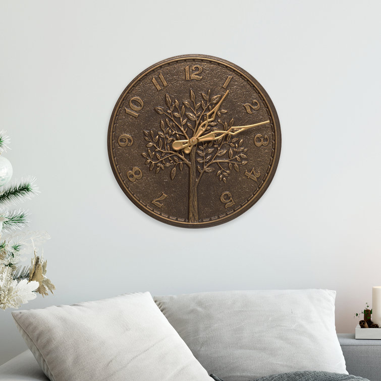 French Bronze 16" Aluminum Tree of Life Wall Clock