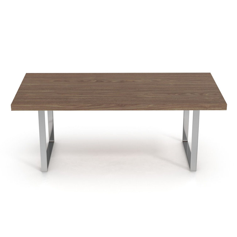 Walnut and Chrome Eight-Seater Modern Dining Table