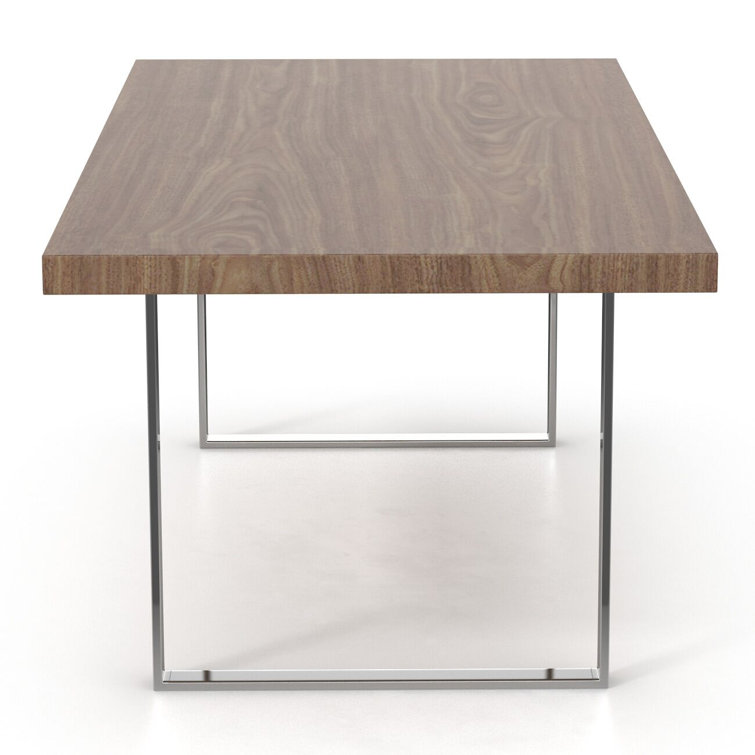 Walnut and Chrome Eight-Seater Modern Dining Table
