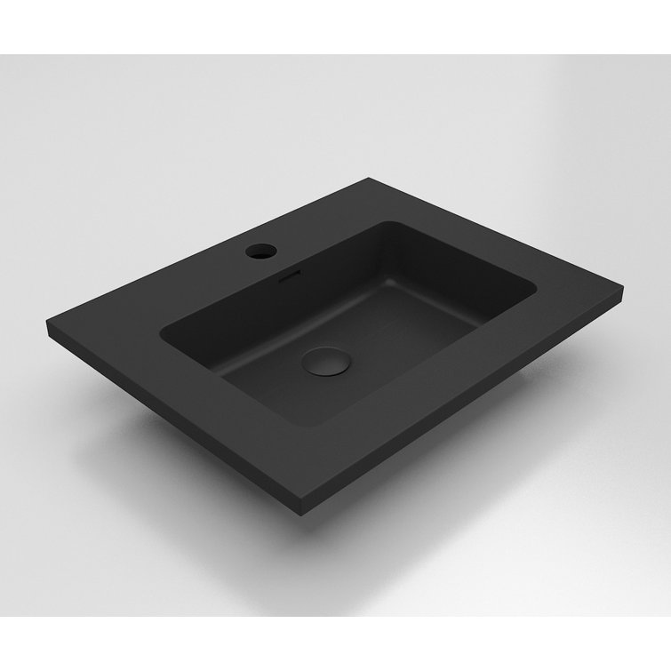 Alma 19'' Matte Black Polymarble Undermount Bathroom Sink with Overflow