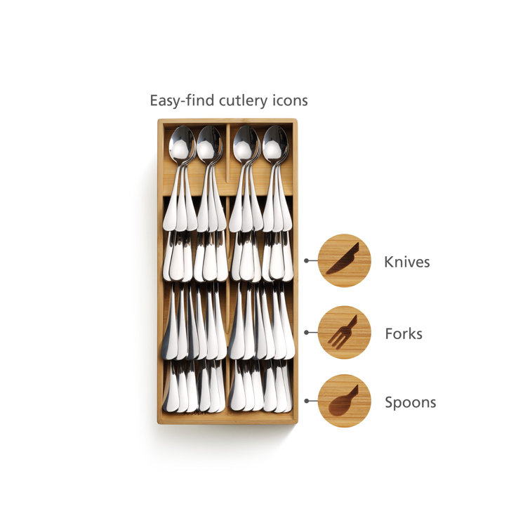 Large Bamboo Cutlery Drawer Organizer with 8 Compartments