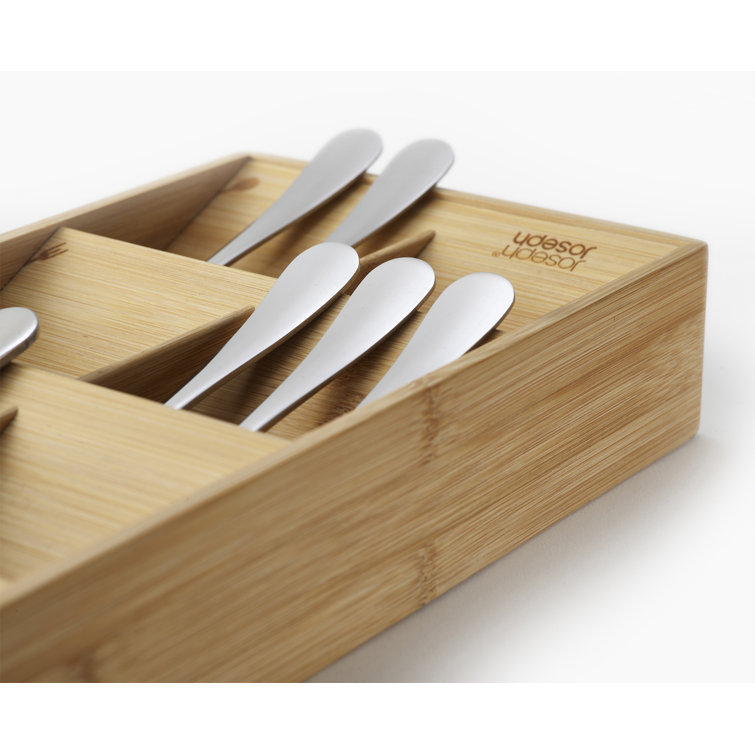 Large Bamboo Cutlery Drawer Organizer with 8 Compartments
