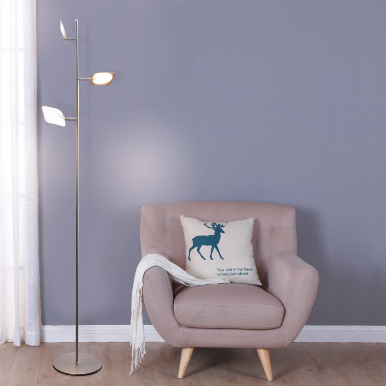Matte Nickel 60" Energy-Efficient LED Floor Lamp with 3 Adjustable Heads