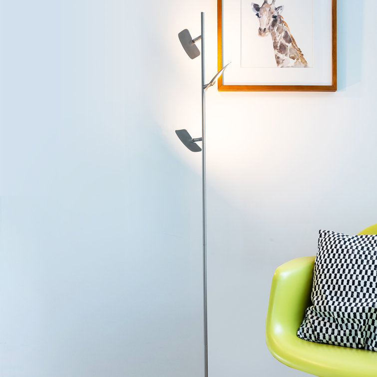 Matte Nickel 60" Energy-Efficient LED Floor Lamp with 3 Adjustable Heads