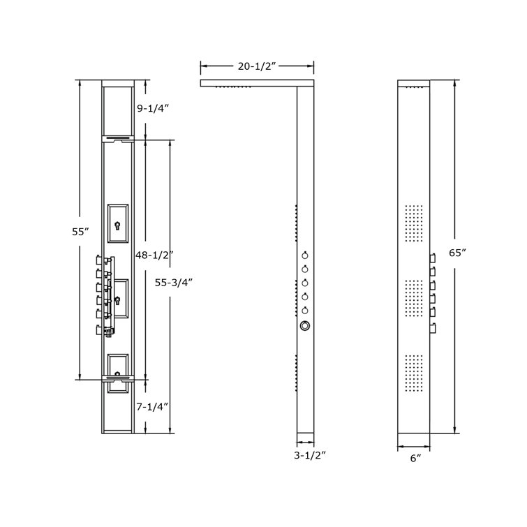 65'' Stainless Steel Shower Panel with Rainfall and Handheld Showerheads