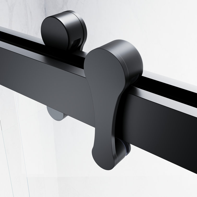 60'' Matte Black Double Sliding Frameless Shower Door with Clear Glass