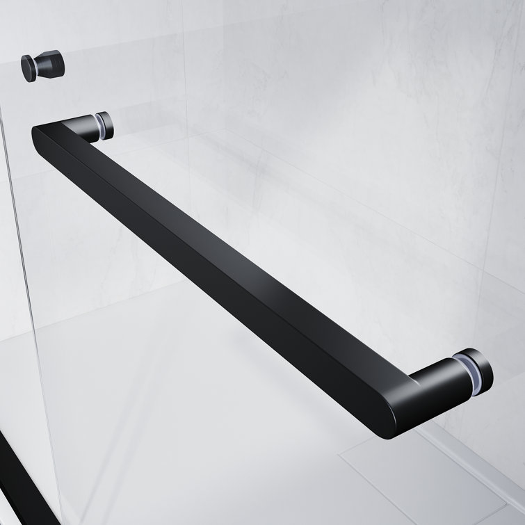 60'' Matte Black Double Sliding Frameless Shower Door with Clear Glass