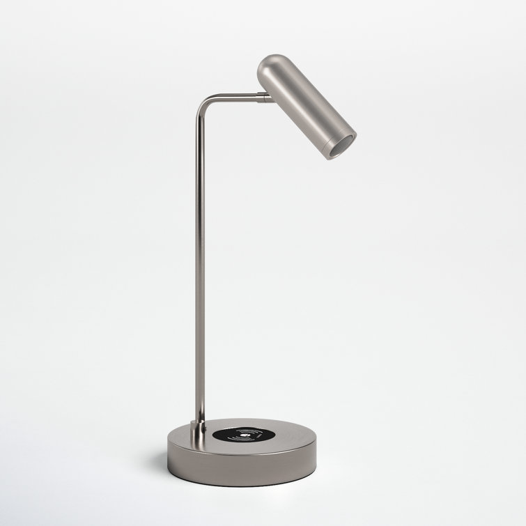 Avon 17" Brushed Steel LED Desk Lamp with USB and Wireless Charging