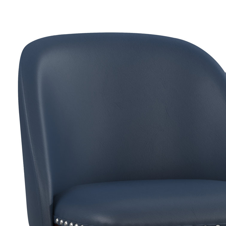 Black Faux Leather Swivel Counter Stools with Nailhead Trim, Set of 4