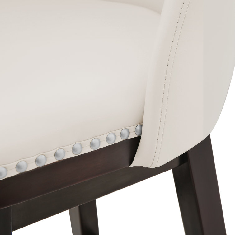 Black Faux Leather Swivel Counter Stools with Nailhead Trim, Set of 4