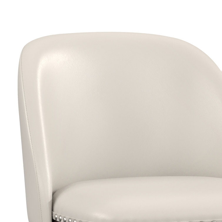 Black Faux Leather Swivel Counter Stools with Nailhead Trim, Set of 4